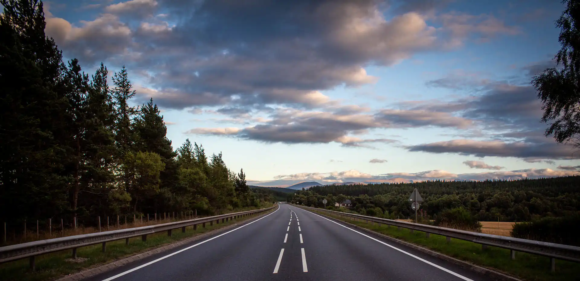 Open road on a sunny evening